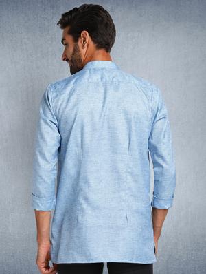 light blue solid short kurta - 17976667 - Standard Image - 3