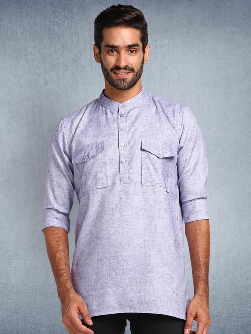 purple solid short kurta - 17976669 - Standard Image - 1