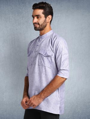 purple solid short kurta - 17976669 - Standard Image - 2