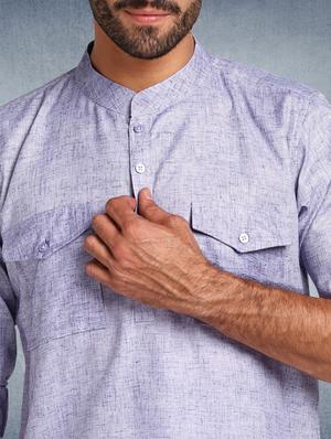 purple solid short kurta - 17976669 - Standard Image - 5
