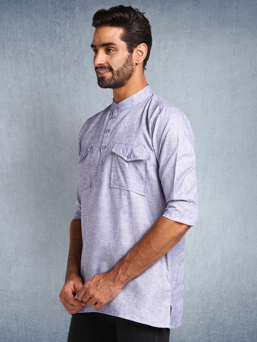 purple solid short kurta - 17976669 - Zoom Image - 2