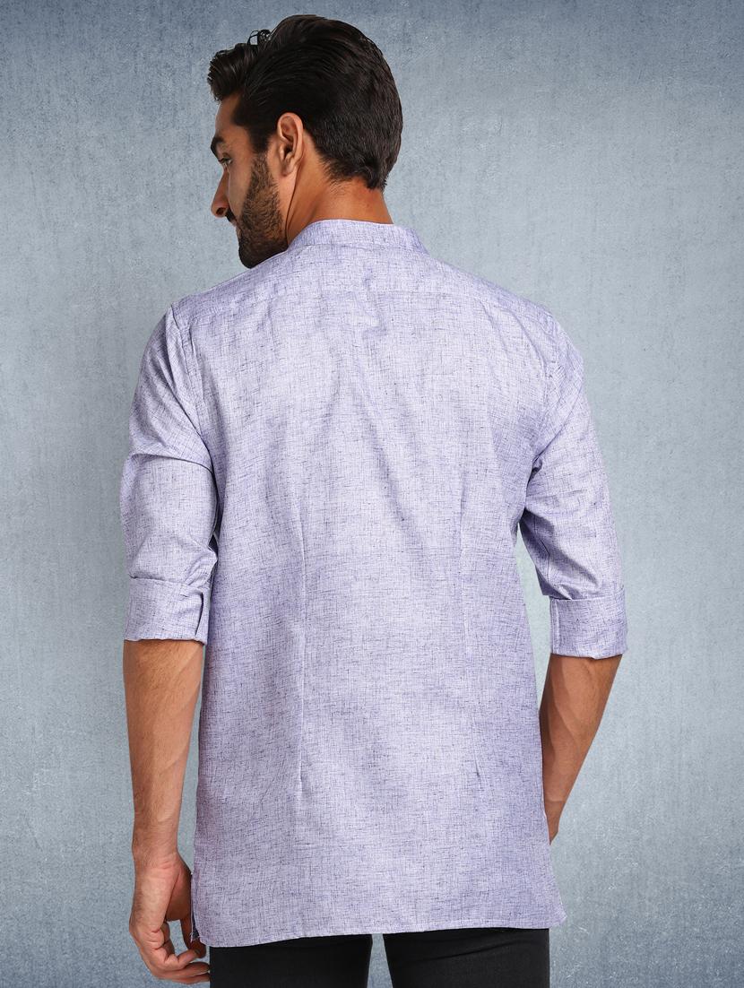 purple solid short kurta - 17976669 - Zoom Image - 3