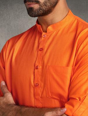 orange solid short kurta - 17976670 - Standard Image - 5