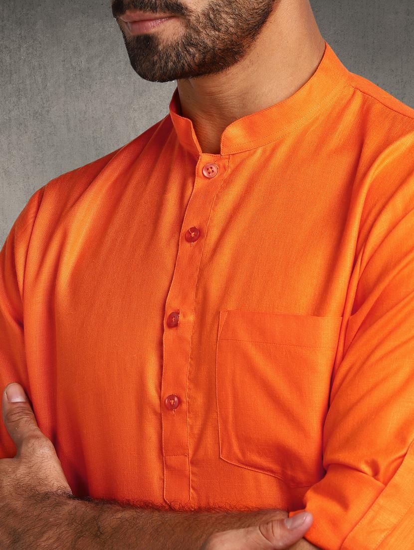 orange solid short kurta - 17976670 - Zoom Image - 5
