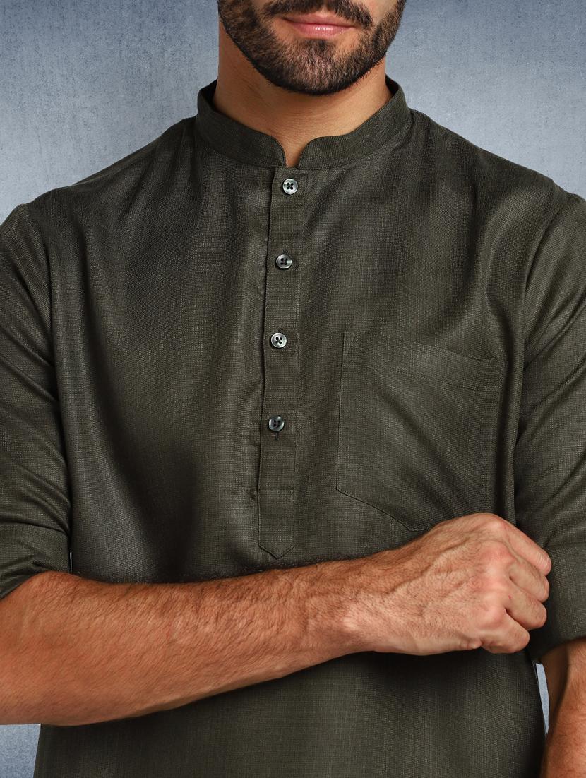 green solid short kurta - 17976671 - Zoom Image - 5