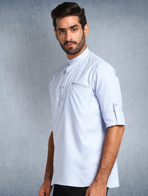 blue solid short kurta - 17976681 - Standard Image - 2