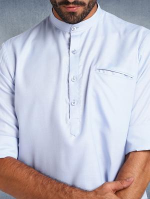 blue solid short kurta - 17976681 - Standard Image - 5