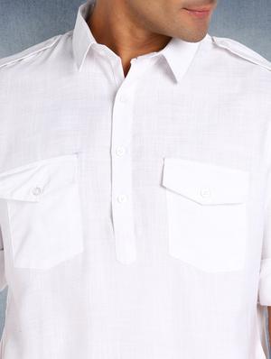white solid kurta pyjama ethnic wear set - 17976717 - Standard Image - 4