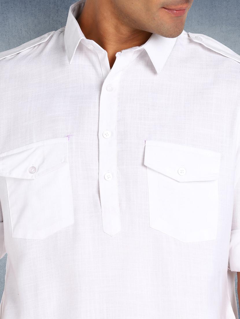 white solid kurta pyjama ethnic wear set - 17976717 - Zoom Image - 4