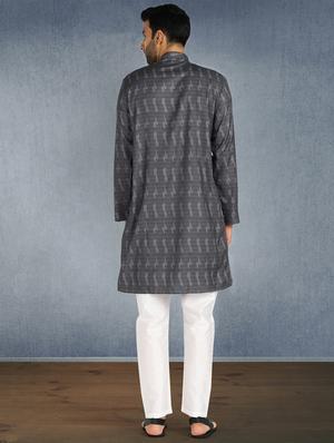 grey printed kurta pyjama ethnic wear set - 17976723 - Standard Image - 4