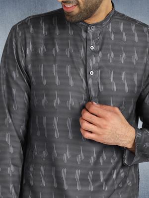 grey printed kurta pyjama ethnic wear set - 17976723 - Standard Image - 5