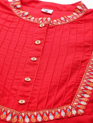red rayon flared kurta - 17977183 - Standard Image - 4