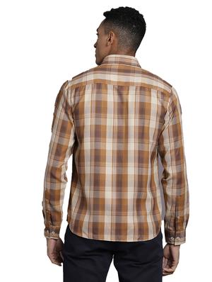 beige checkered casual shirt - 17977426 - Standard Image - 4