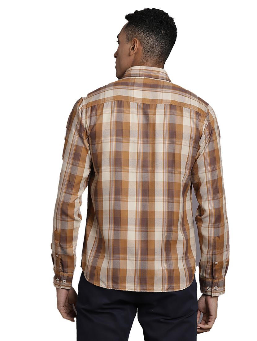 beige checkered casual shirt - 17977426 - Zoom Image - 4