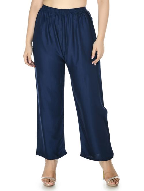 navy blue solid palazzo - 17977611 - Standard Image - 1
