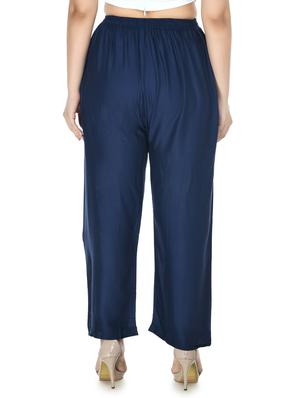 navy blue solid palazzo - 17977611 - Standard Image - 3