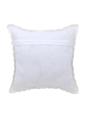 cohort collection by mezposh : white & multi cotton checkered crochet cushion cover (18x18in) - 17977657 - Standard Image - 2