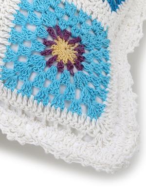 cohort collection by mezposh : white & multi cotton checkered crochet cushion cover (18x18in) - 17977657 - Standard Image - 5
