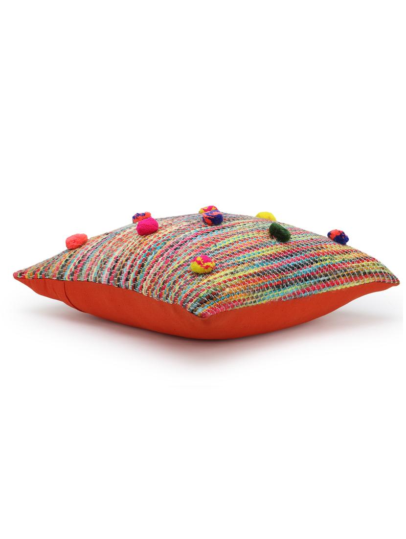 mezposh tribal red & beige polycotton jacquard ethnic 6 seater table runner with tassels (180x40cm) - 17977755 - Zoom Image - 2