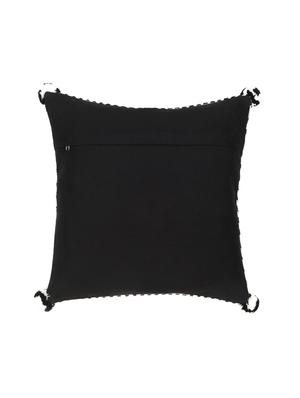 mezposh acoustic black & white cotton jacquard chevron pompom cushion cover (16"x16") - 17977782 - Standard Image - 4