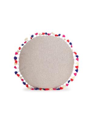 mezposh rustic natural & multi cotton canvas solid self design tasselled cushion cover (16"x16") - 17977796 - Standard Image - 4