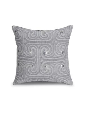 mezposh dazzle grey & silver cotton self design embellished cushion cover (12"x12") - 17977808 - Standard Image - 3