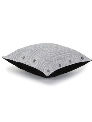 mezposh dazzle grey & silver cotton self design embellished cushion cover (12"x12") - 17977808 - Standard Image - 4
