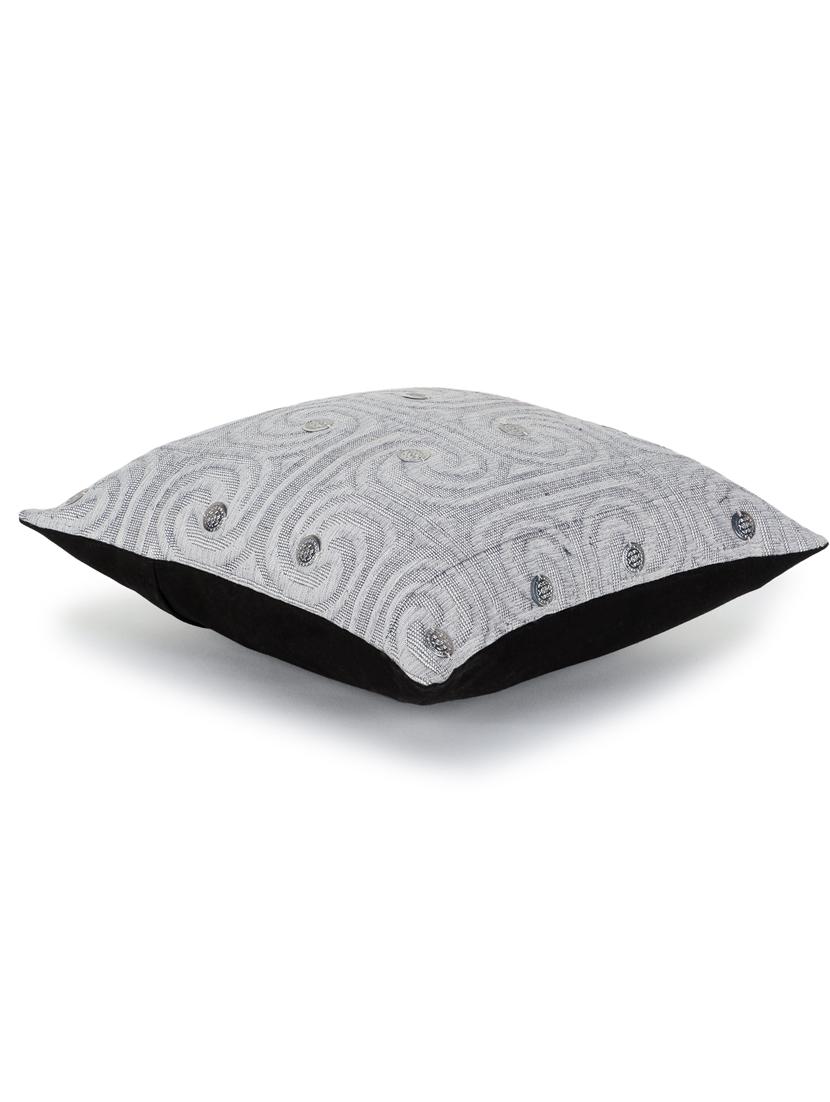 mezposh dazzle grey & silver cotton self design embellished cushion cover (12"x12") - 17977808 - Zoom Image - 4