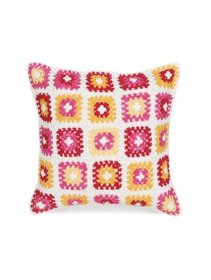 mezposh cohort white & multi cotton checkered textured-hand made croatia cushion cover (16"x16") - 17977818 - Standard Image - 3