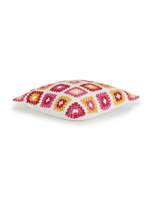 mezposh cohort white & multi cotton checkered textured-hand made croatia cushion cover (16"x16") - 17977818 - Standard Image - 5
