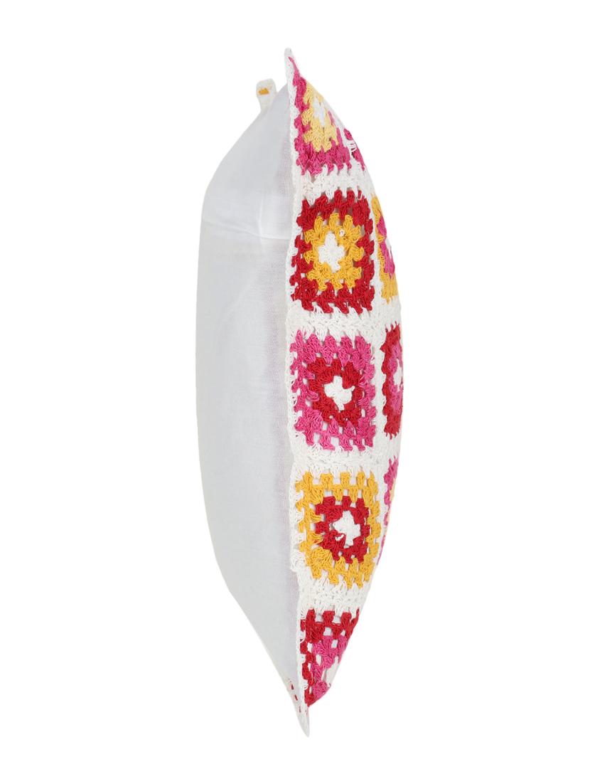 mezposh cohort white & multi cotton checkered textured-hand made croatia cushion cover (16"x16") - 17977818 - Zoom Image - 4