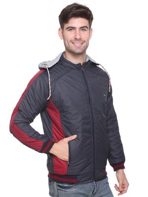 navy blue color block reversible jacket - 17977958 - Standard Image - 2