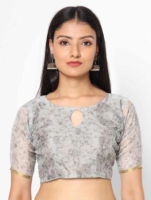 floral printed saree with blouse - 17979158 - Standard Image - 3