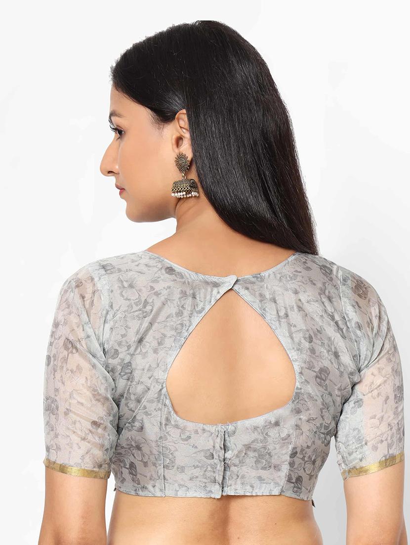 floral printed saree with blouse - 17979158 - Zoom Image - 4