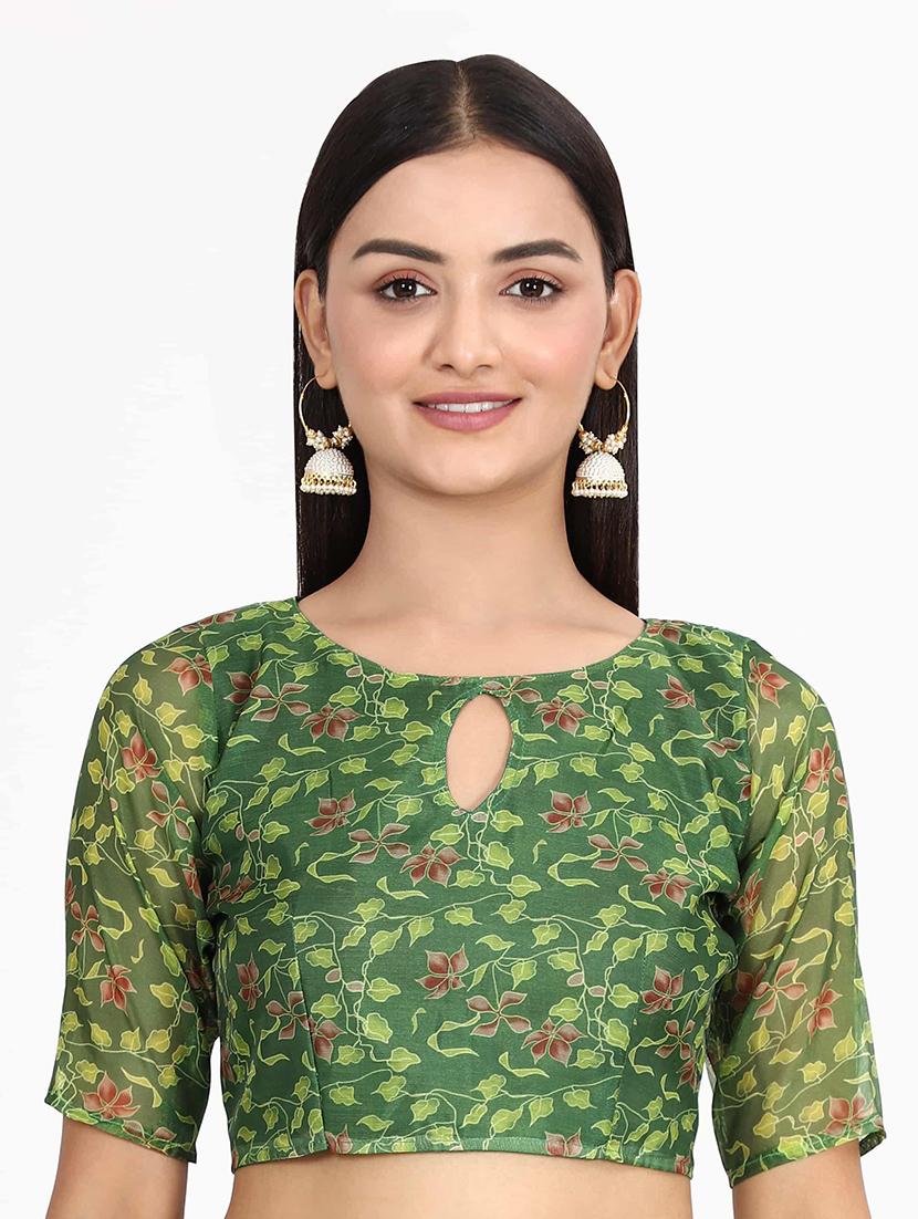 floral printed saree with blouse - 17979159 - Zoom Image - 3