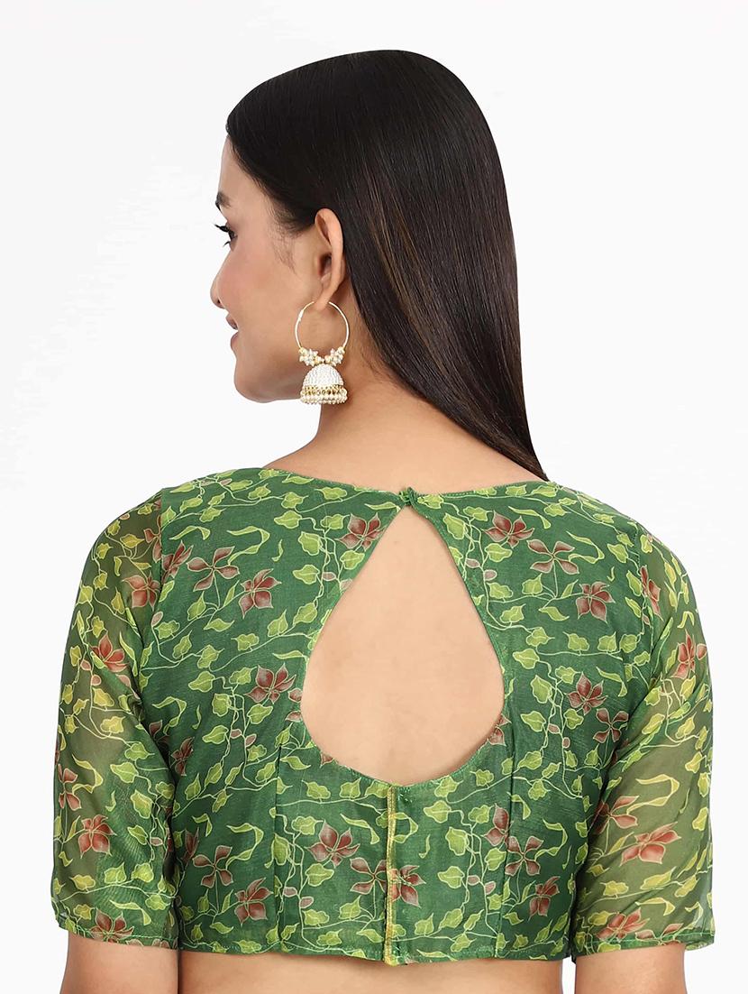floral printed saree with blouse - 17979159 - Zoom Image - 4