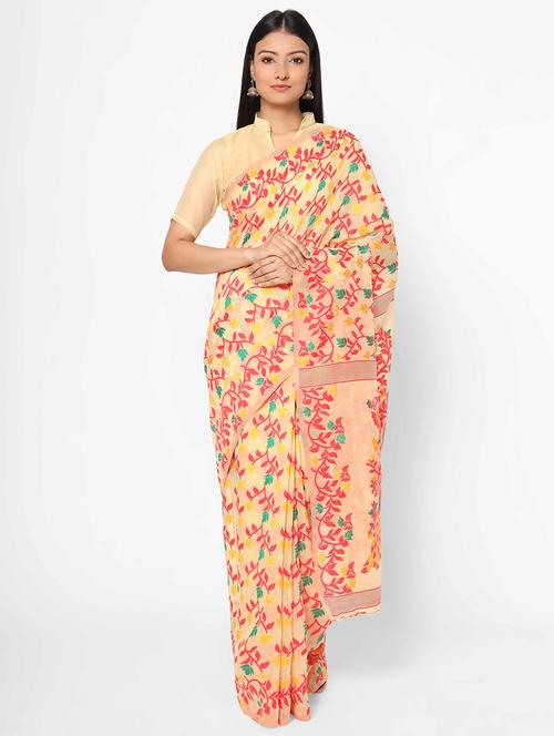 self design jamdani saree with blouse - 17979163 - Standard Image - 1