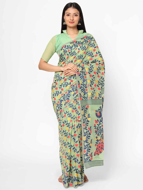 self design jamdani saree with blouse - 17979166 - Standard Image - 1