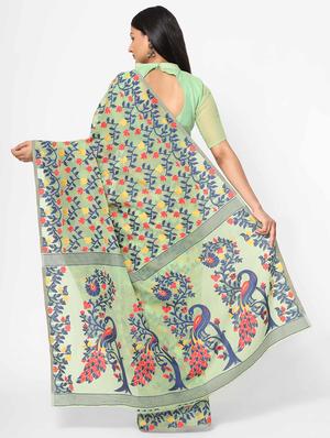 self design jamdani saree with blouse - 17979166 - Standard Image - 2