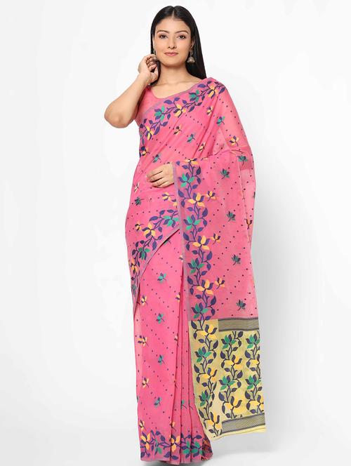 self design jamdani saree with blouse - 17979169 - Standard Image - 1
