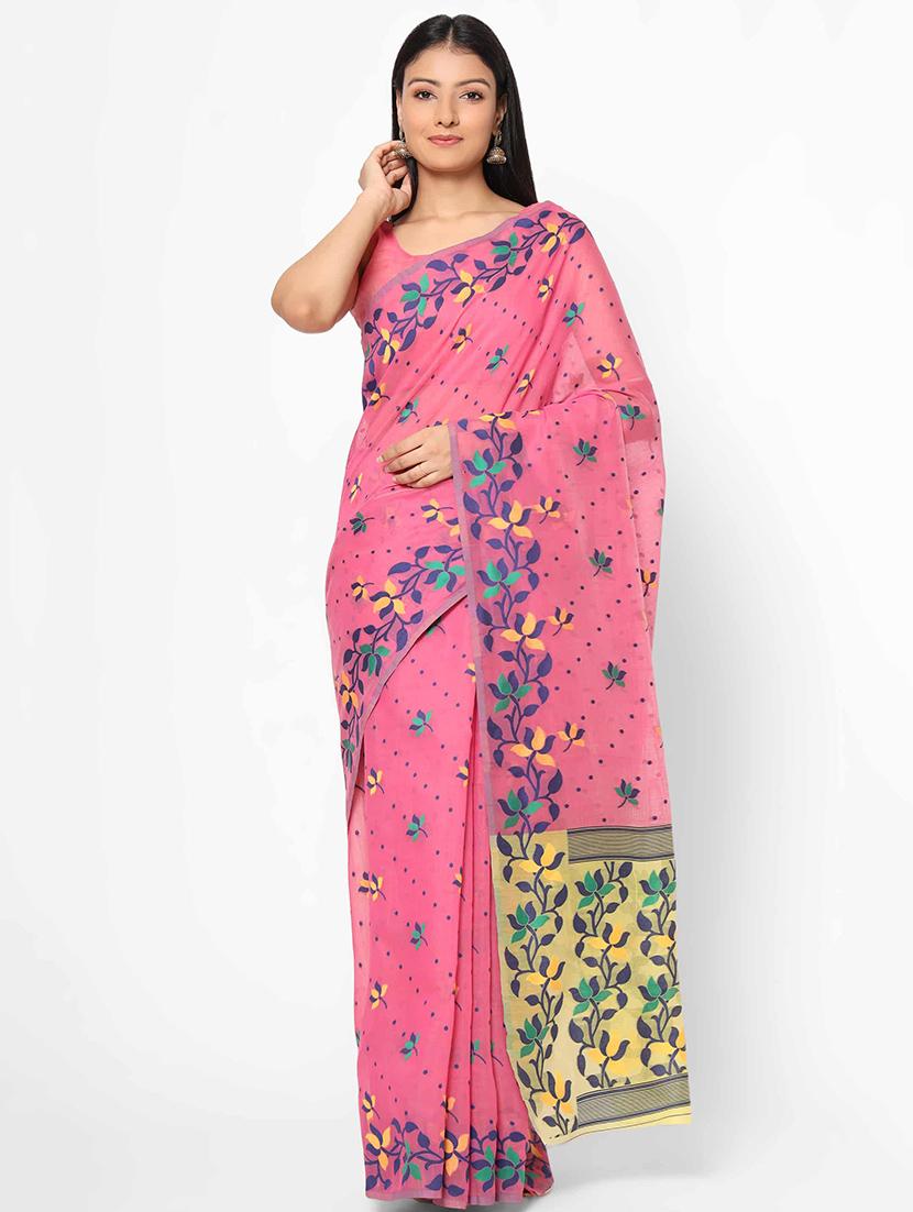 self design jamdani saree with blouse - 17979169 - Zoom Image - 1