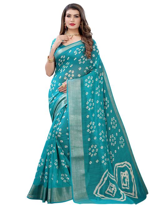 bandhani printed saree with blouse - 17980037 - Standard Image - 1