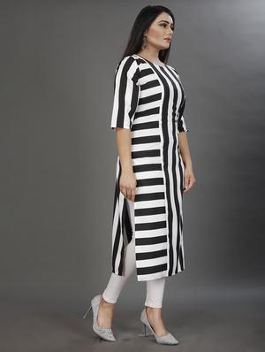 black crepe straight kurta - 17980737 - Standard Image - 2