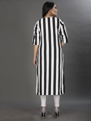 black crepe straight kurta - 17980737 - Standard Image - 3