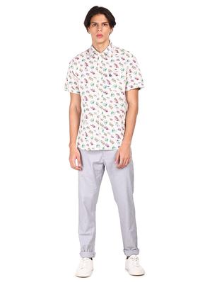 off white printed linen casual shirt - 17982019 - Standard Image - 4