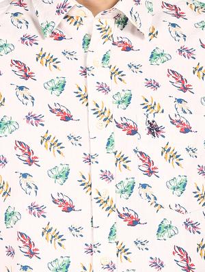 off white printed linen casual shirt - 17982019 - Standard Image - 5