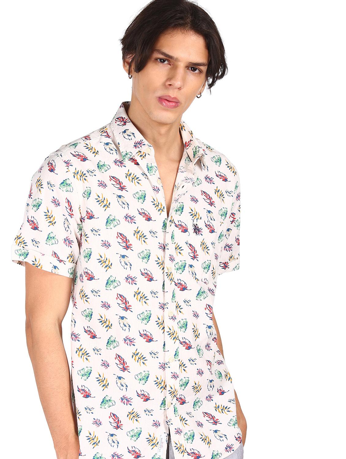 off white printed linen casual shirt - 17982019 - Zoom Image - 2