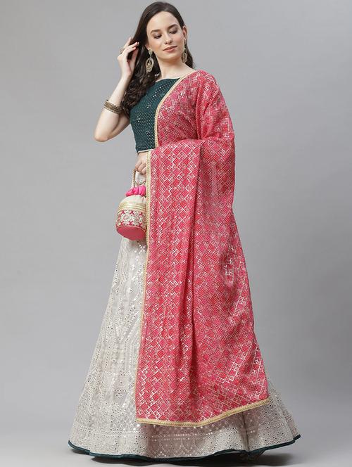 grey organza aline lehenga - 17982642 - Standard Image - 1