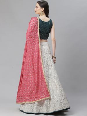 grey organza aline lehenga - 17982642 - Standard Image - 4
