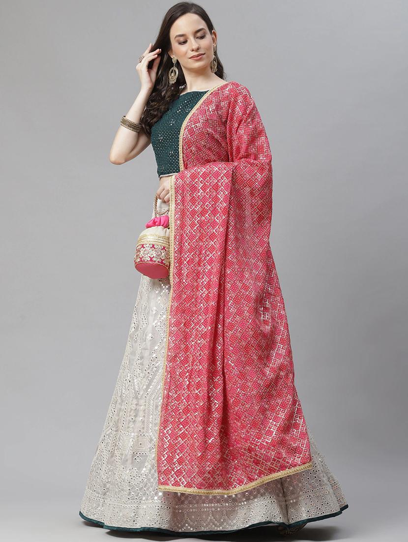 grey organza aline lehenga - 17982642 - Zoom Image - 1